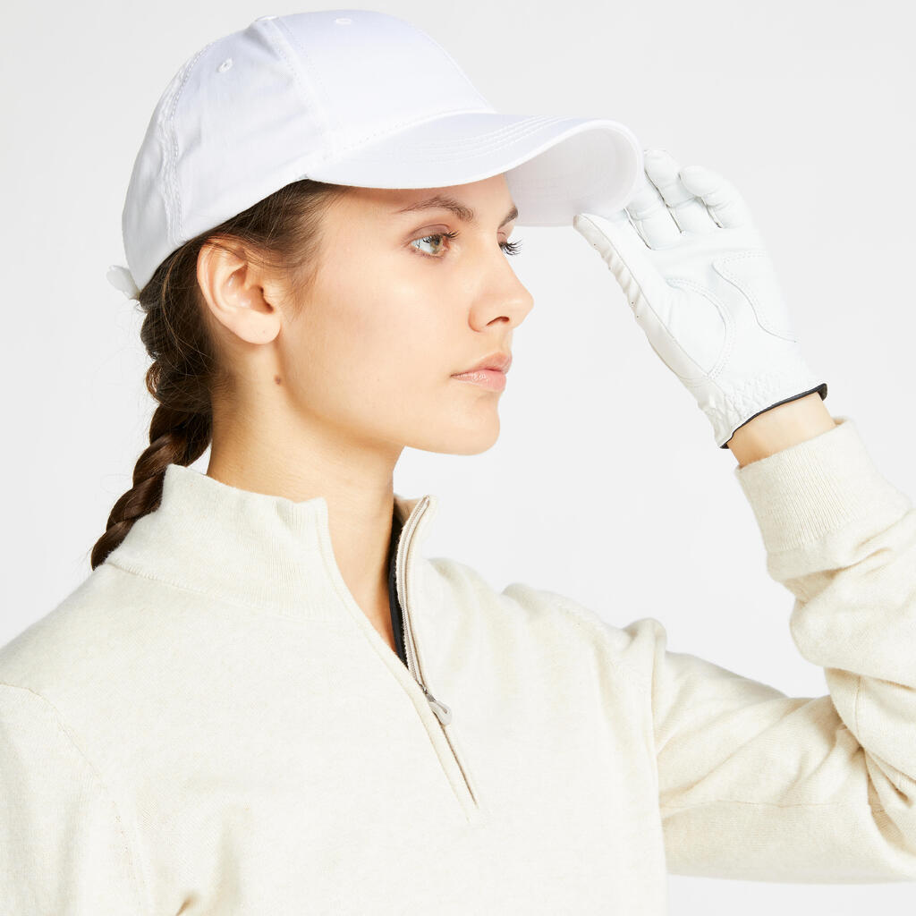 Women's windproof golfing pullover MW500 - ecru