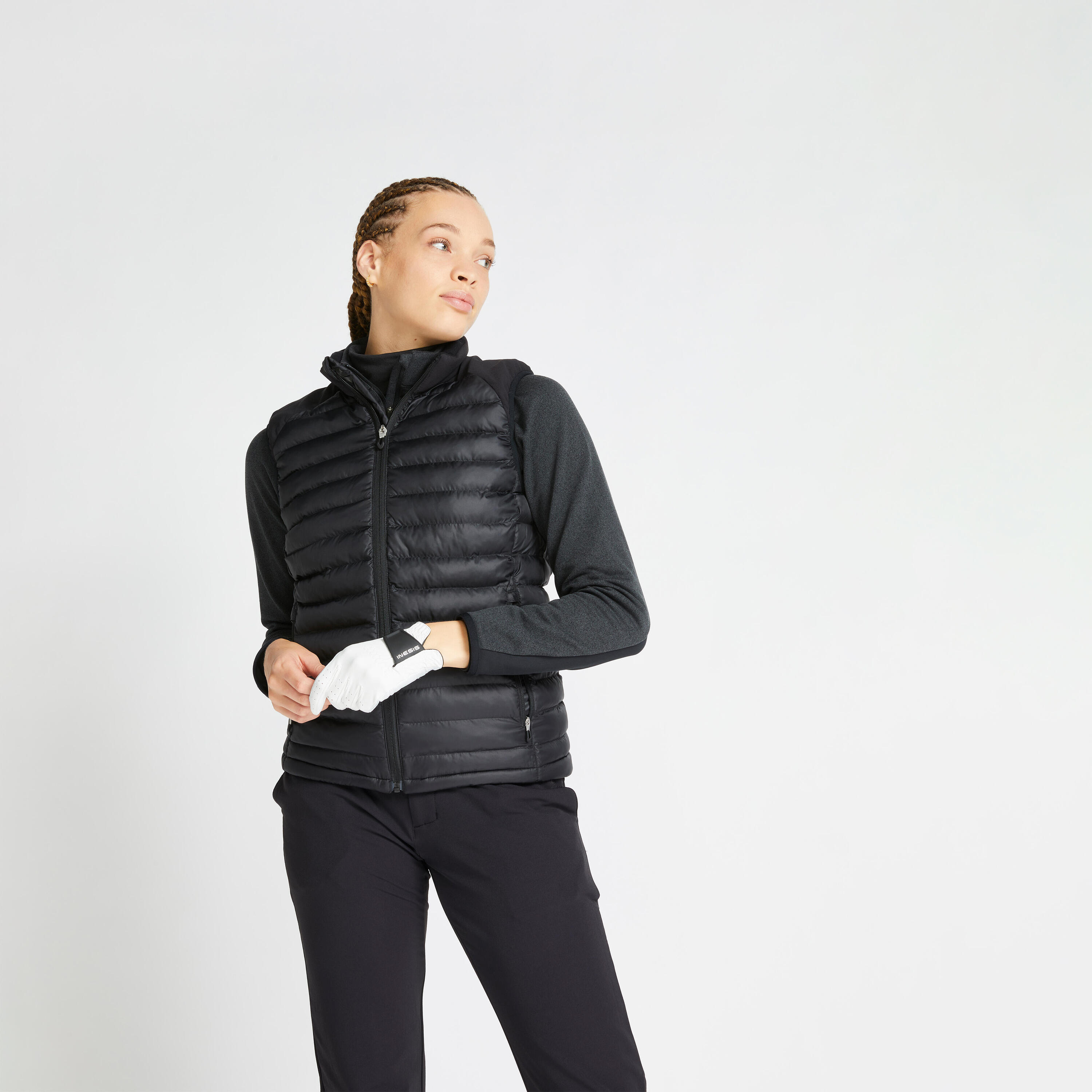 Women's golf winter sleeveless padded jacket CW500 black 1/8