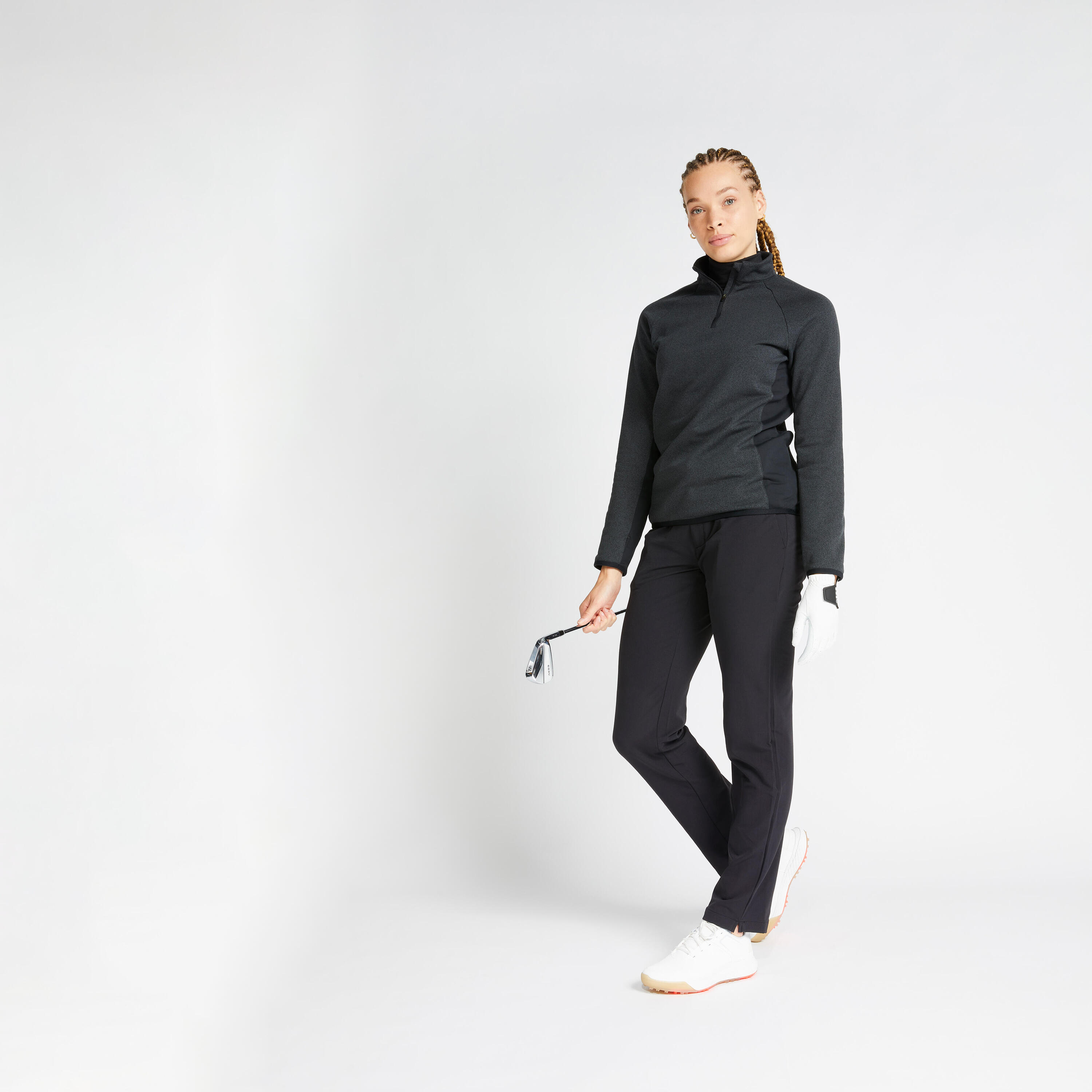 Women's golf winter fleece pullover CW500 black 2/7