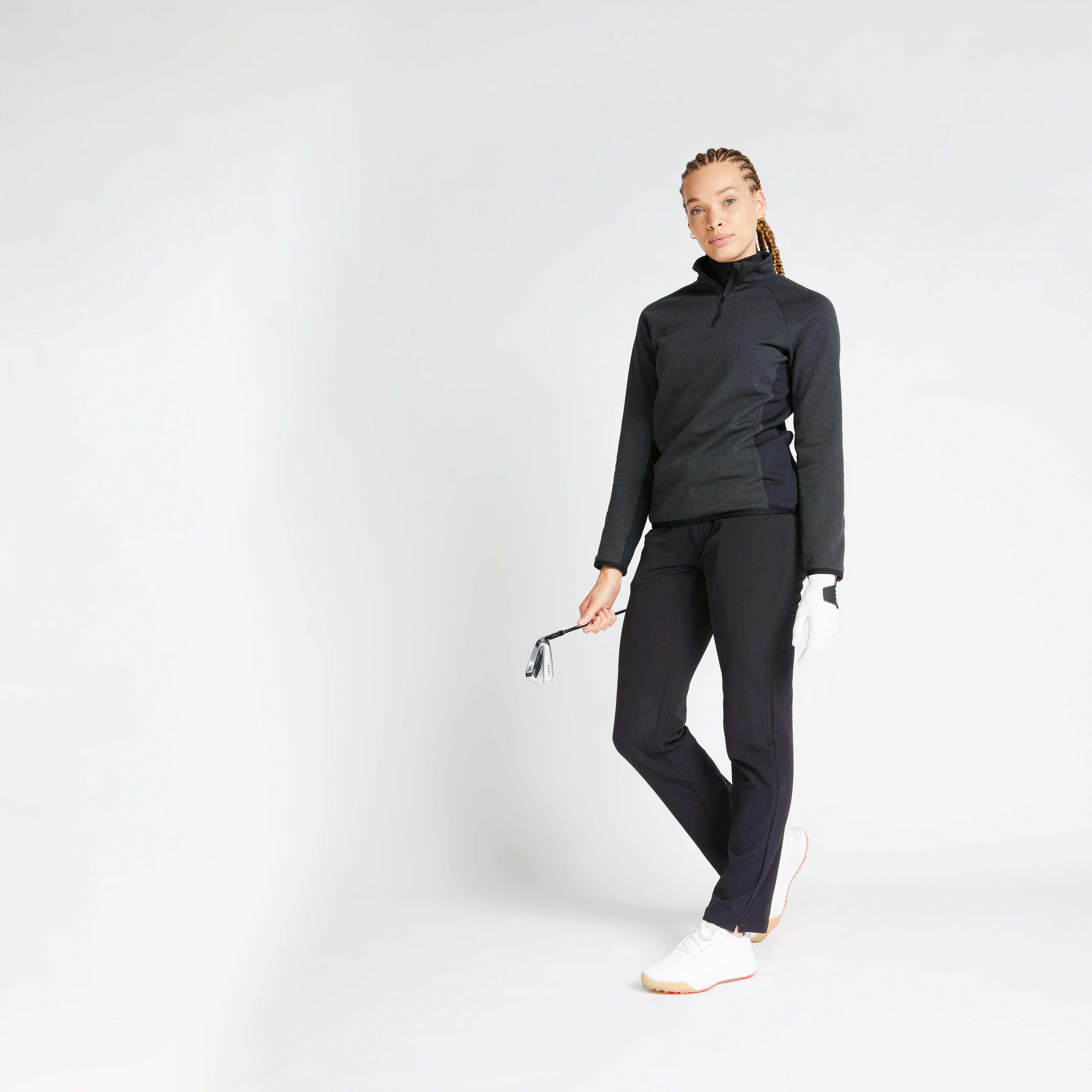 Women s golf winter fleece pullover CW500 black
