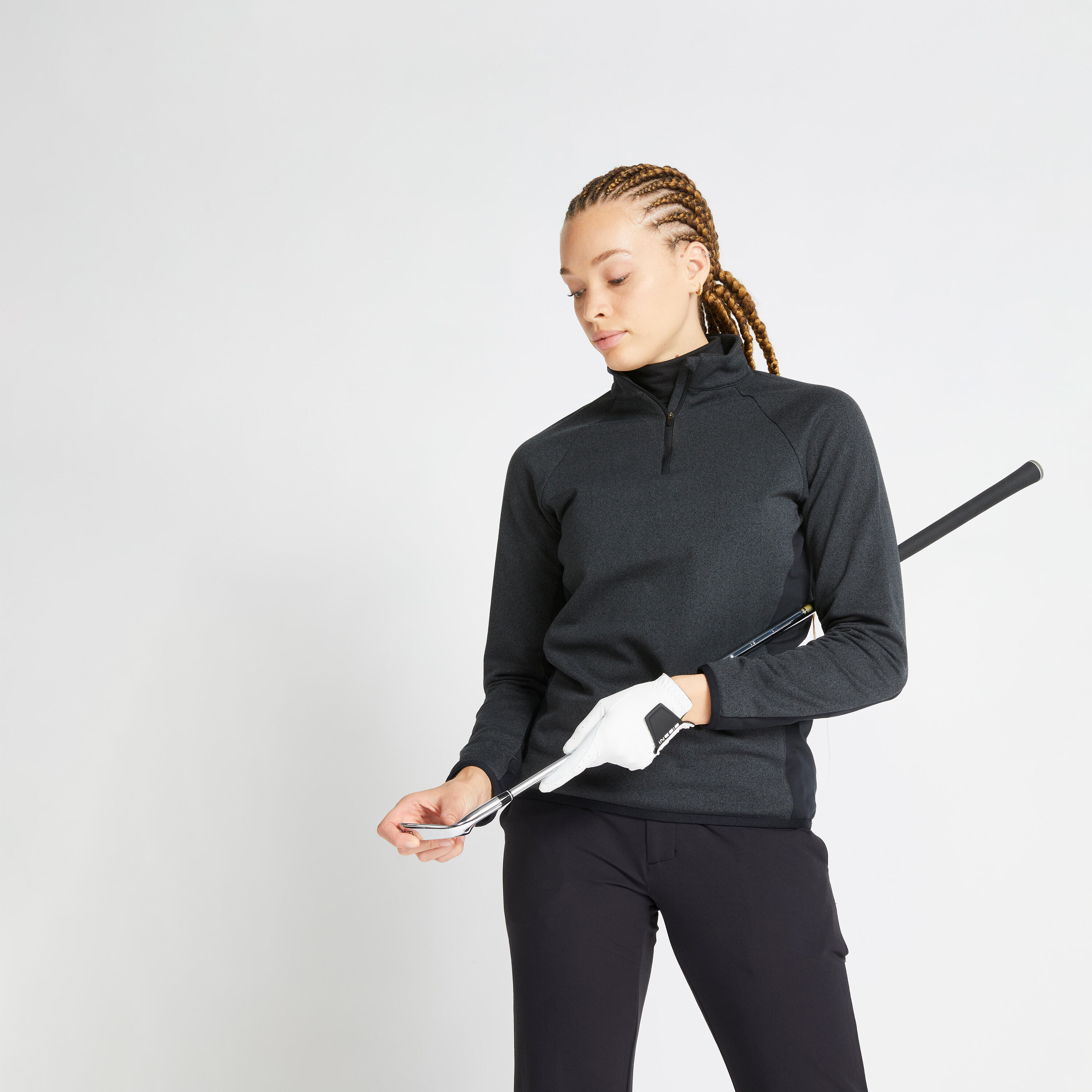 INESIS Women's golf winter fleece pullover CW500 black