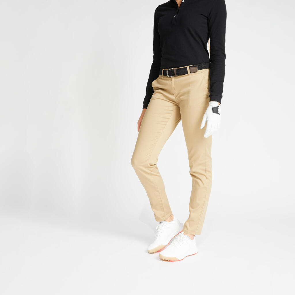 PANTALÓN DE GOLF MUJER MW500 BEIGE