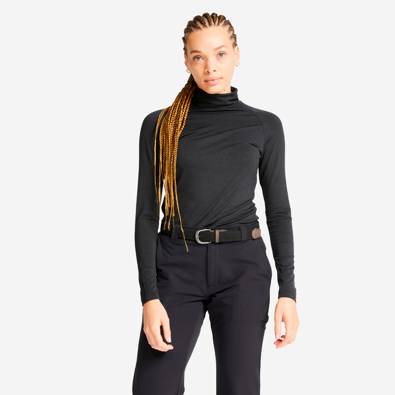 Sous pull thermique golf Femme CW500 noir pour les clubs et collectivites Decathlon Pro