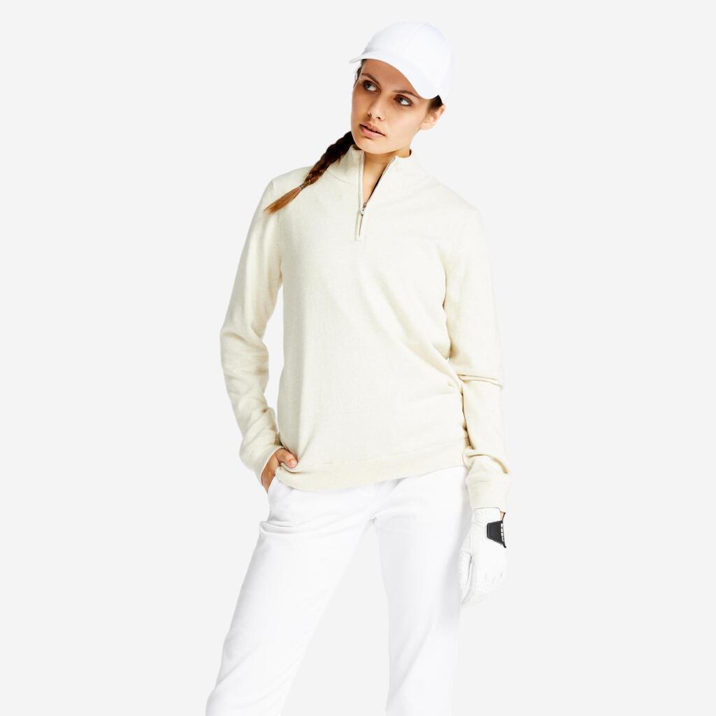 Women's windproof golfing pullover mw500 - ecru