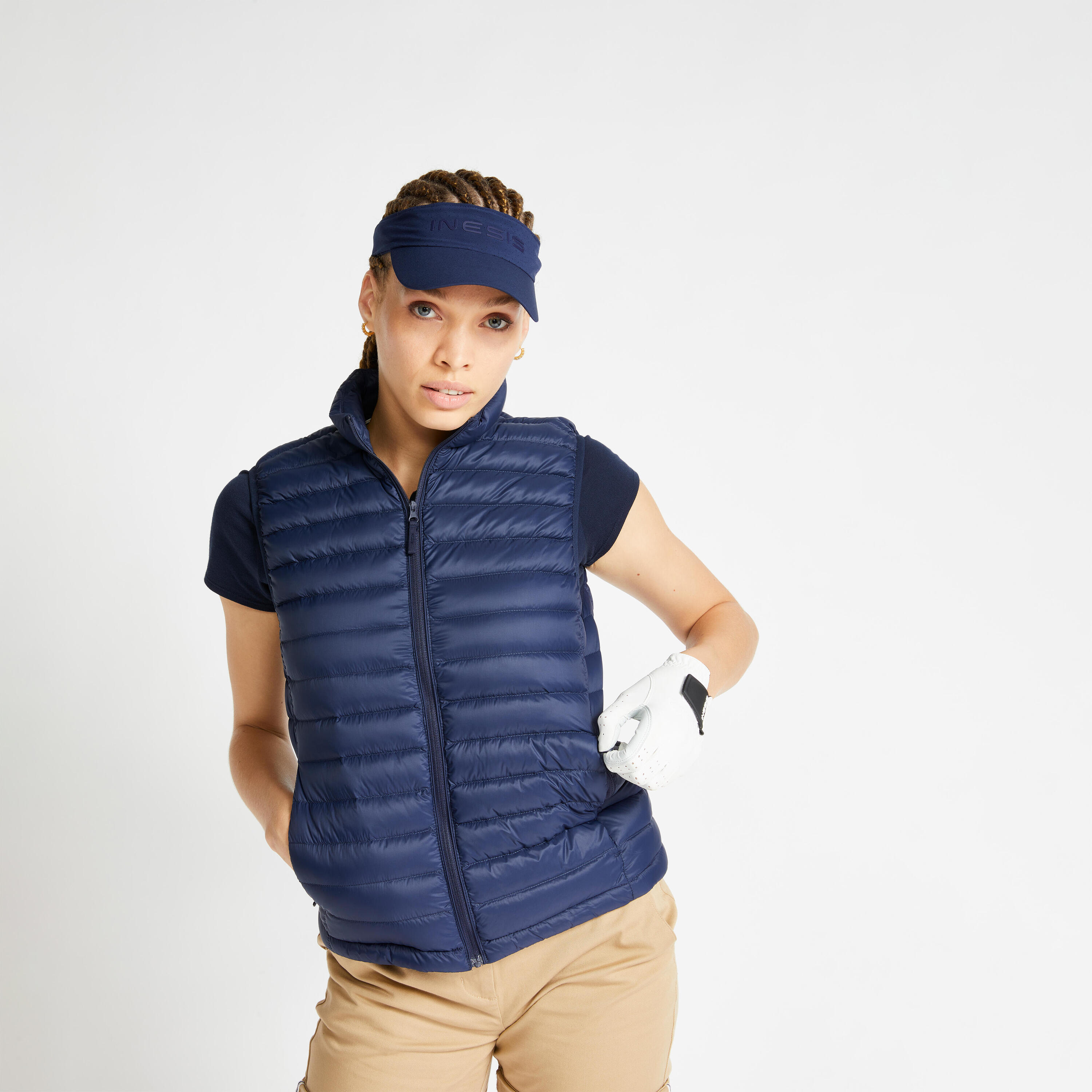 INESIS Golf Women's Sleeveless Down Jacket - MW500 Navy Blue