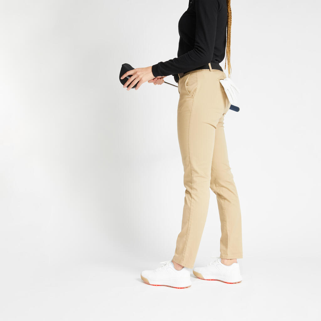 PANTALÓN DE GOLF MUJER MW500 BEIGE