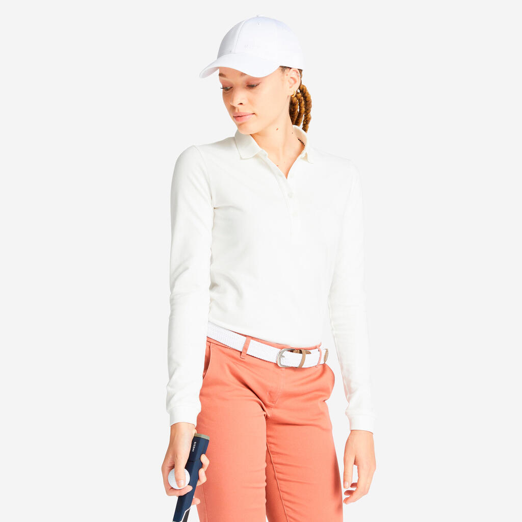 Damen Golf Poloshirt langarm - MW500 rosa