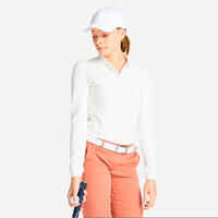Golf Poloshirt langarm MW500 Damen elfenbein