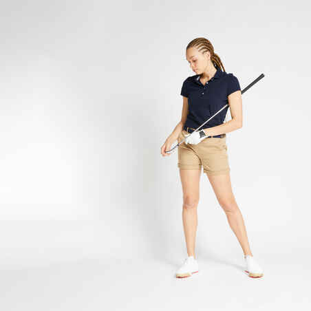 Women's golf cotton chino shorts - MW500 beige