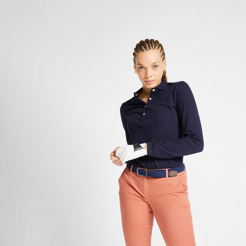 Women's Golf Long Sleeve Polo Shirt - Navy Blue