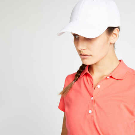 Women's golf short-sleeved polo shirt MW500 strawberry pink