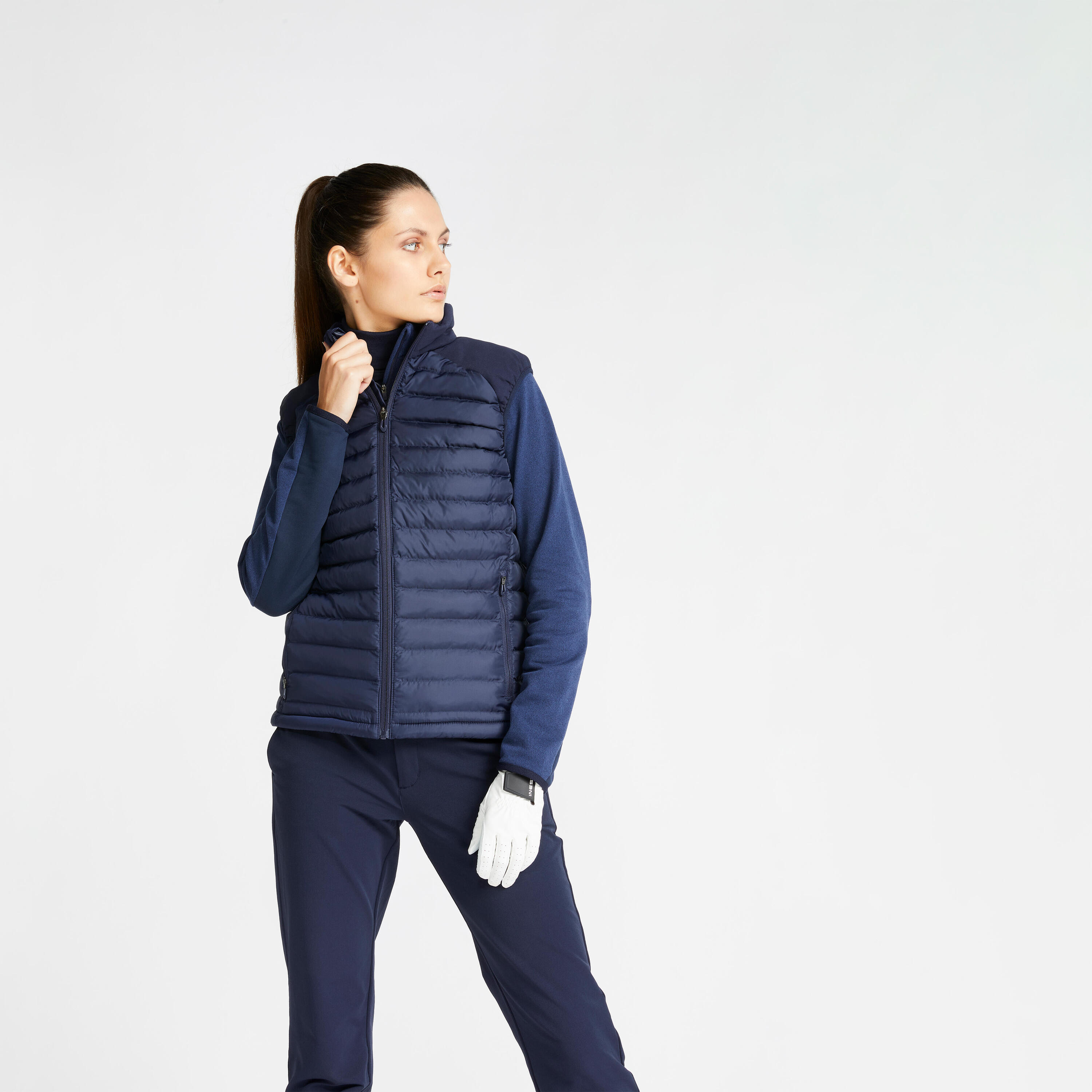 INESIS Women's golf winter sleeveless padded jacket CW500 navy blue