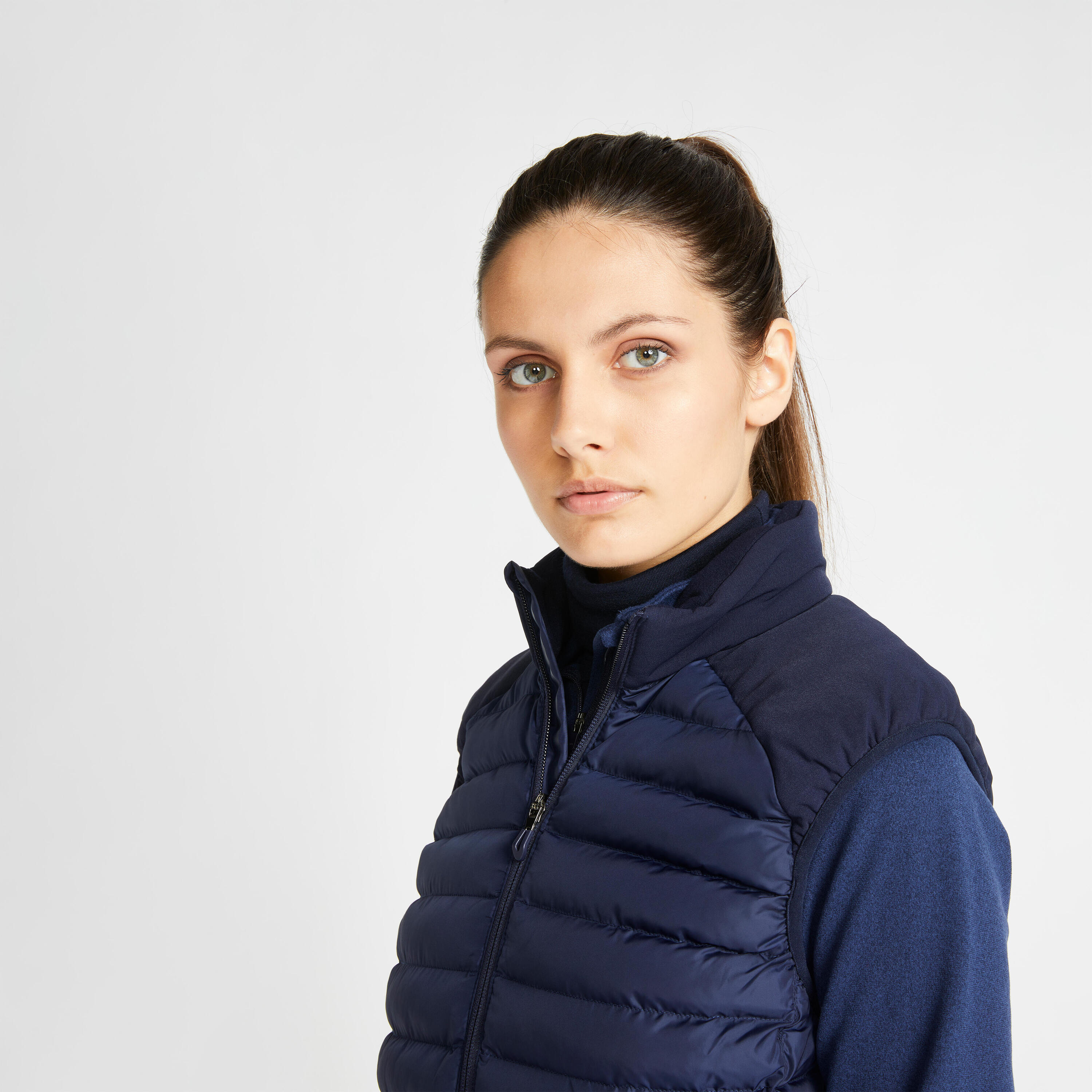 Women's golf winter sleeveless padded jacket CW500 navy blue 3/7