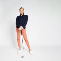 Pull de golf col V femme MW500 bleu marine