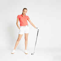 Women's golf short-sleeved polo shirt MW500 strawberry pink