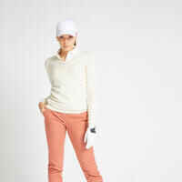Golf Pullover V-Ausschnitt MW500 Damen ecru (Naturfarben)