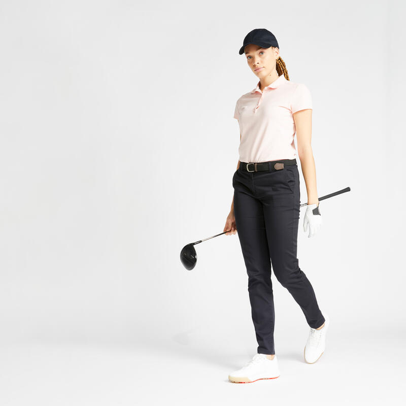 Polo de golf manches courtes femme MW500 rose pale