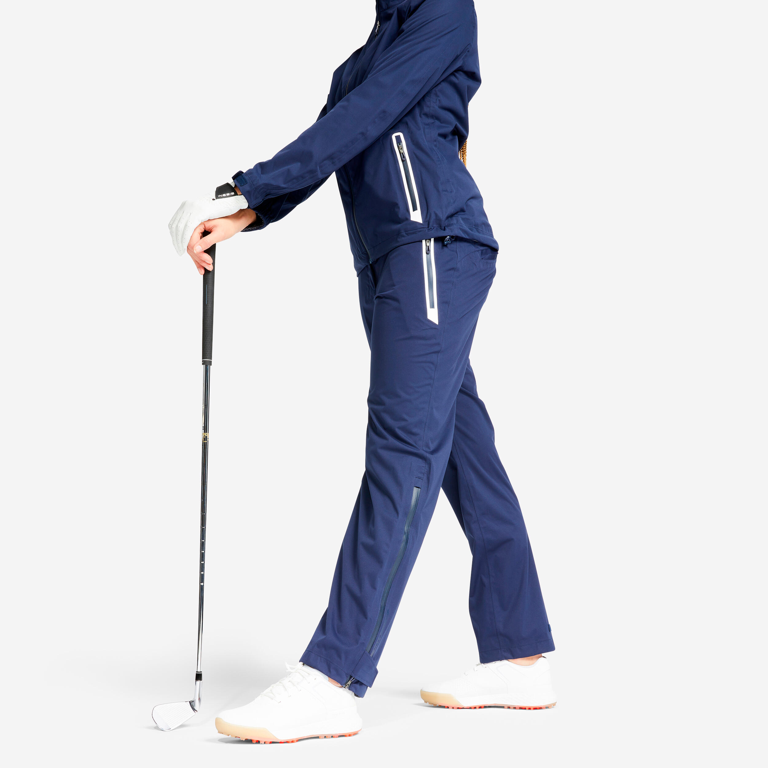 Pantal n golf lluvia Mujer Inesis RW500 azul marino Decathlon
