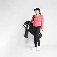 Women's Golf V-neck Pullover MW500 Heather Pink