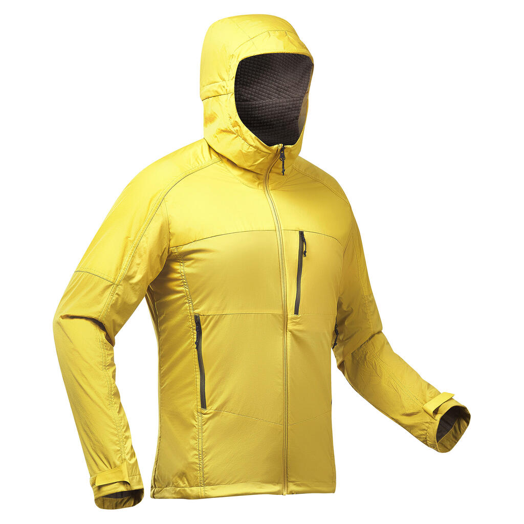 Men's Mountain Trekking Softshell Wind Warm Jacket  | TREK 900 WINDWARM Yellow