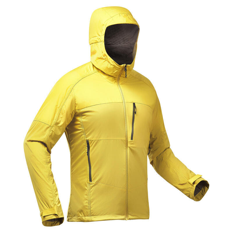 Férfi softshell kabát túrázáshoz MT900 WINDWARM, sárga