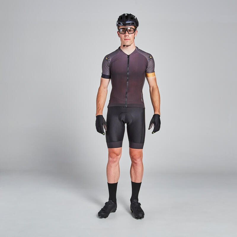 Pánský cyklistický dres na horské kolo XC Light černo-okrový