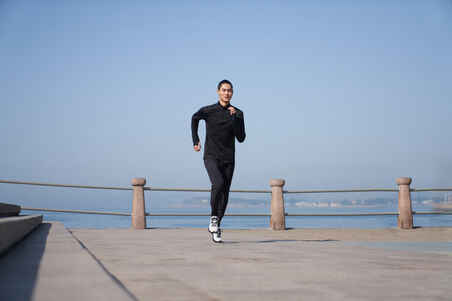 MEN'S WARM LONG-SLEEVED RUNNING T-SHIRT BLACK