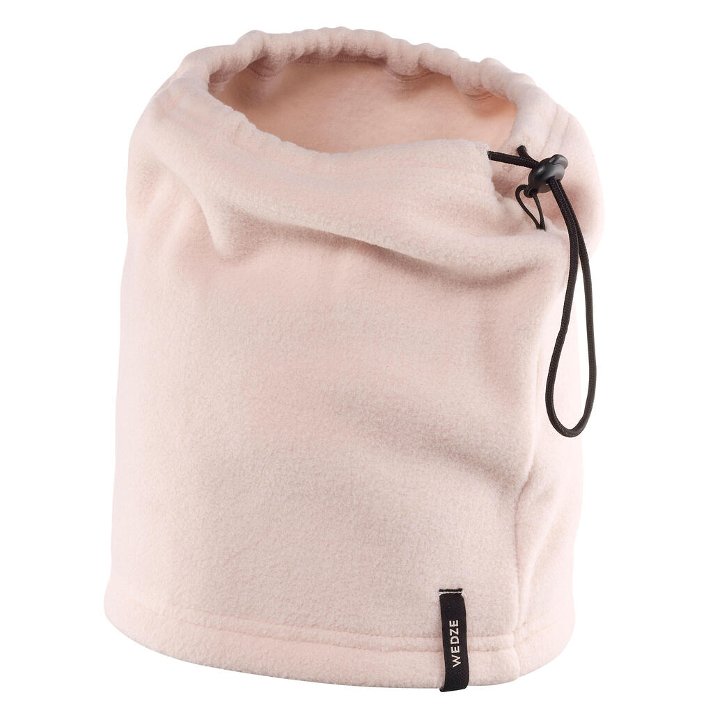 Adult fleece ski snood - toggle - pale pink