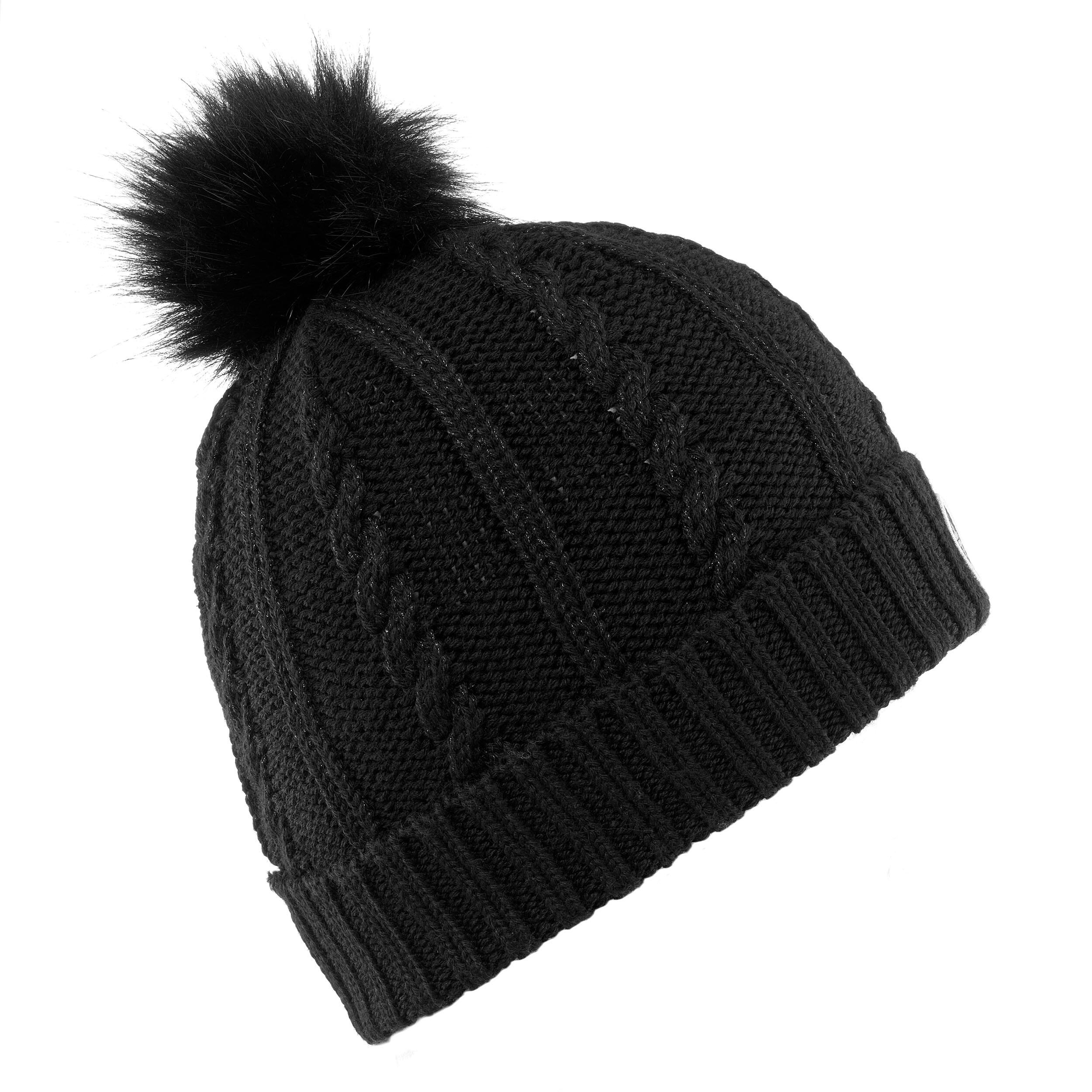 Tuque de ski en laine femme - Torsades noir - WEDZE