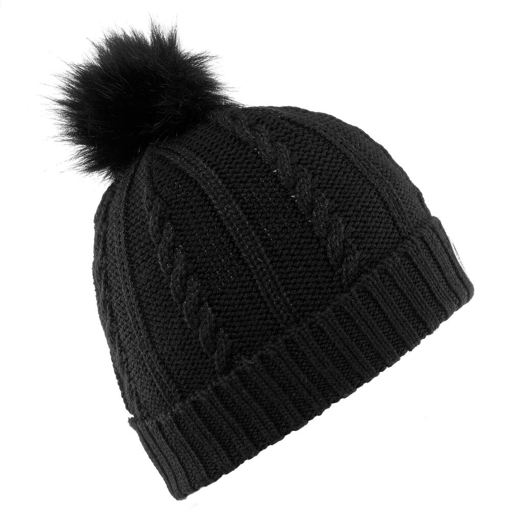 Wedze Cable-Knit Fur Wool Ski Hat