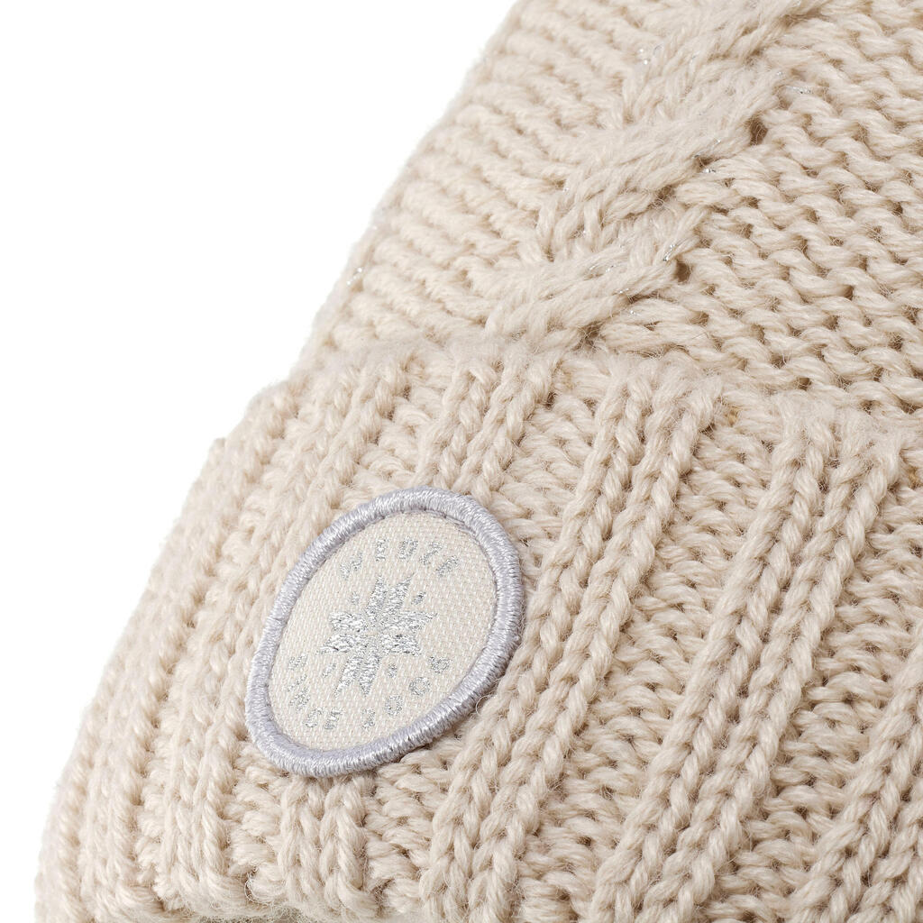 Gorro de Invierno Adulto Wedze Torsades Trenzas Beige