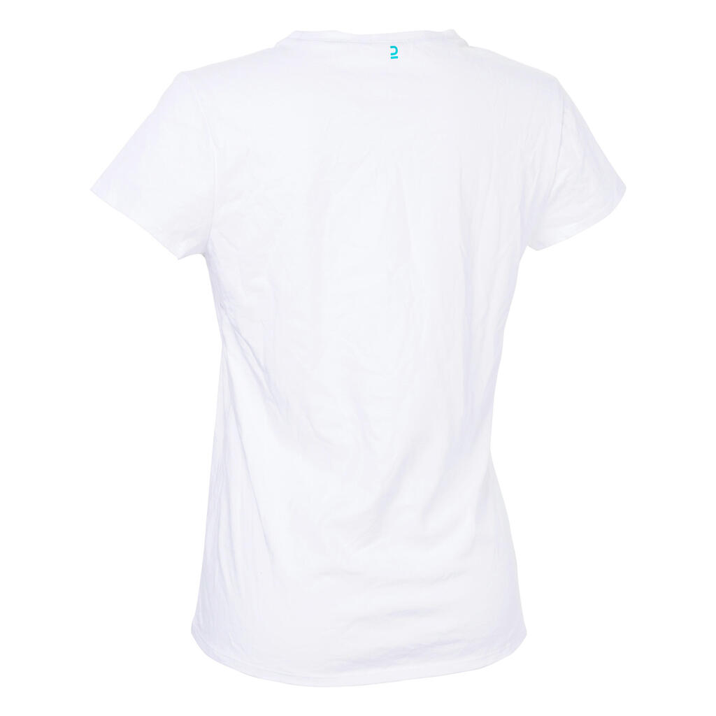 Sieviešu lauka hokeja T krekls “FH110”, balts/tīrkīza