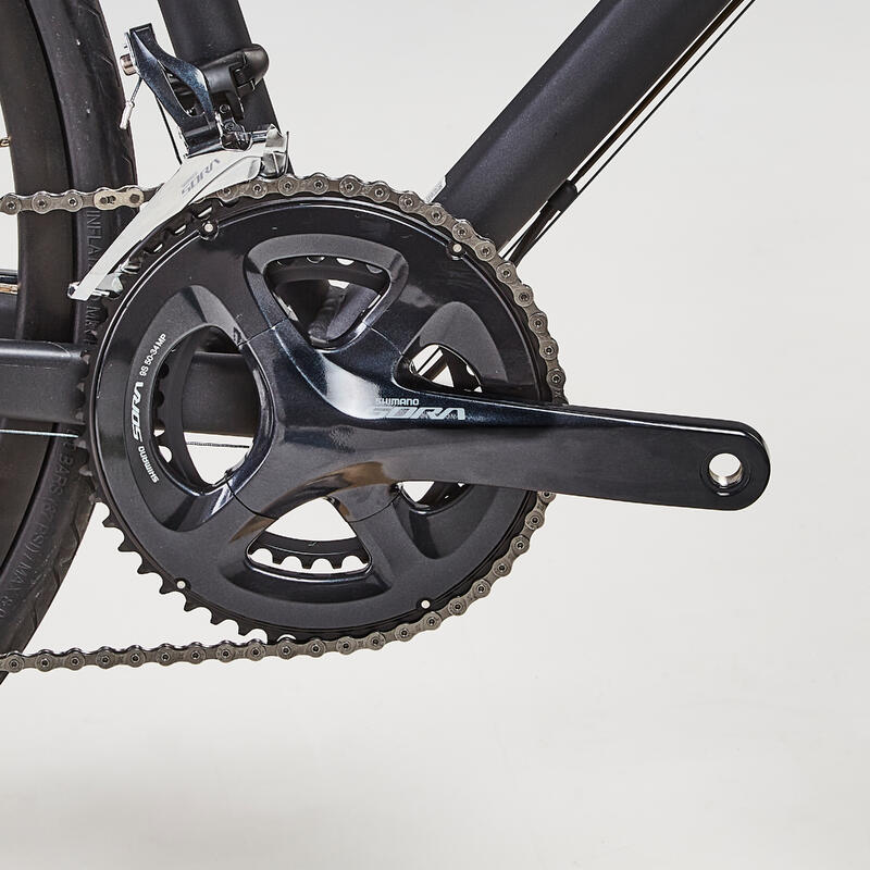 Bicicleta de carretera aluminio con freno de disco Sora 9V Triban RC 500 negra