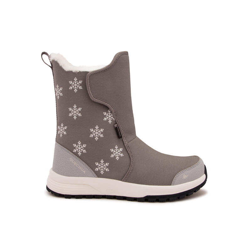 女款保暖防水雪靴 SH500 X-WARM 灰色