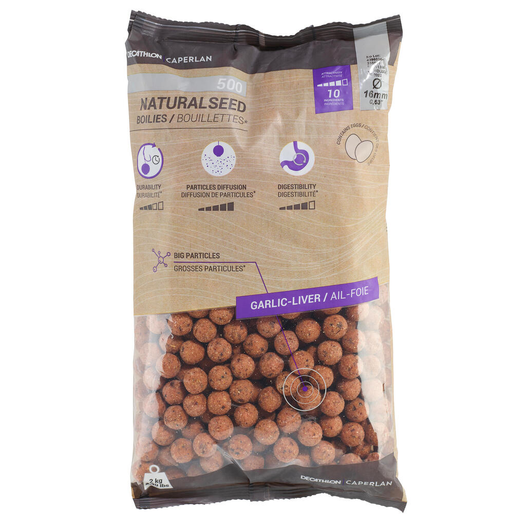 Boilies na lov kapra NaturalSeed 16 mm 2 kg Cesnak/Pečeň