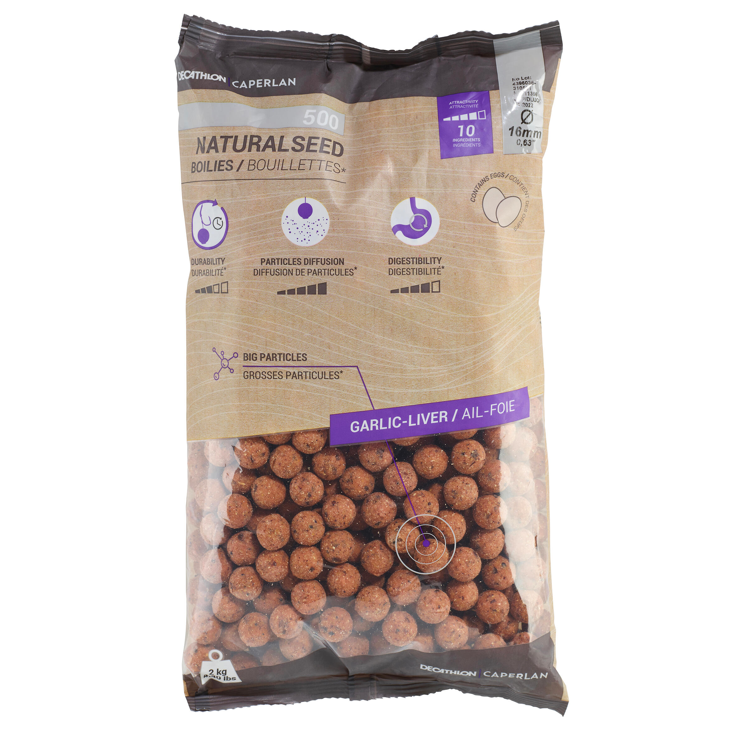 CAPERLAN Boilies na lov kapra NaturalSeed 16 mm 2 kg Cesnak/Pečeň