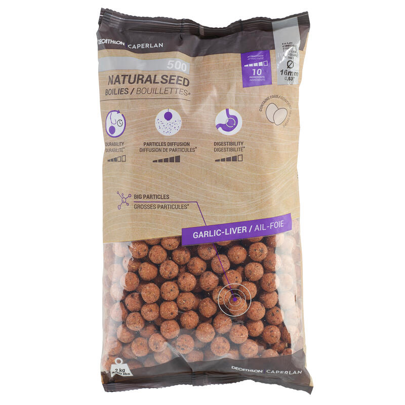 Boiles carp fishing NATURALSEED 16 mm 2 kg aglio-fegato