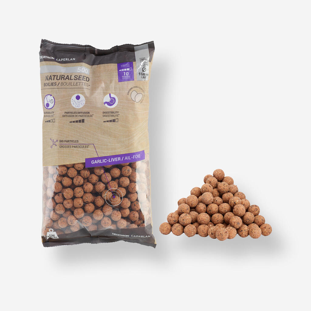Boiliji za krapolov z okusom česna in jeter NATURALSEED (16 mm, 2 kg)