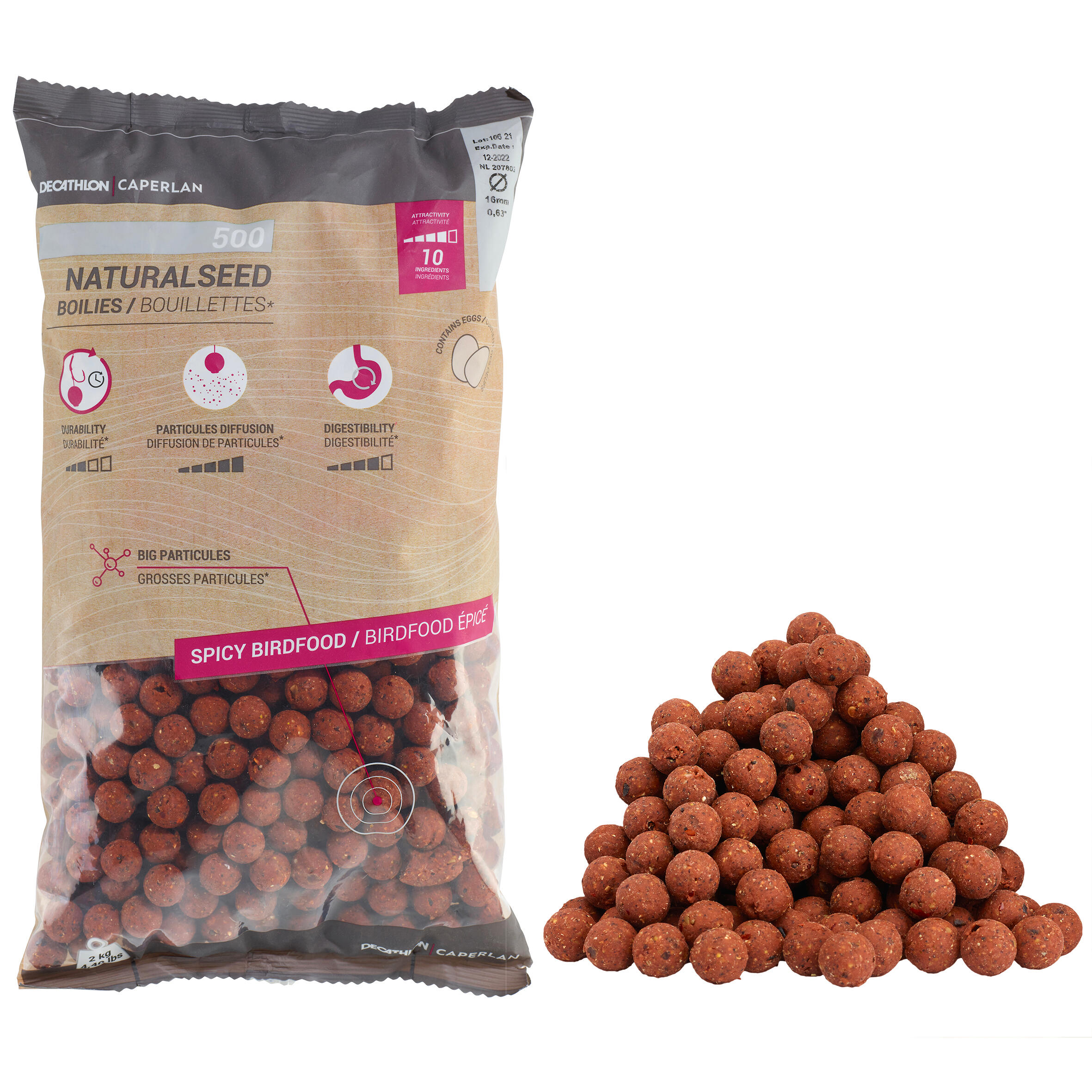 CAPERLAN Carp Fishing Boilies NATURALSEED 16 mm 2 kg - Spicy Birdfood