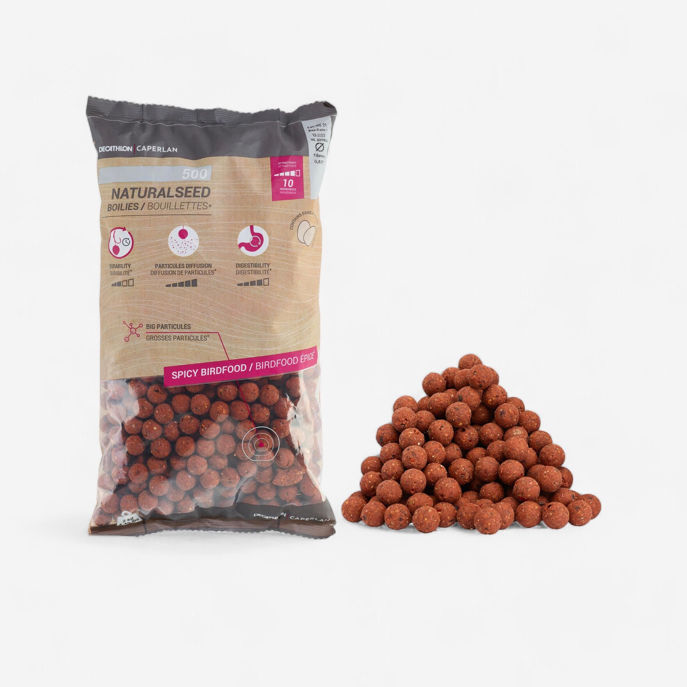 CAPERLAN Carp Fishing Boilies NATURALSEED 16 mm 2 kg - Spicy Birdfood