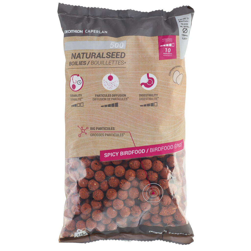 Boilies na lov kapra NaturalSeed 16 mm 2 kg SpicyBirdfood