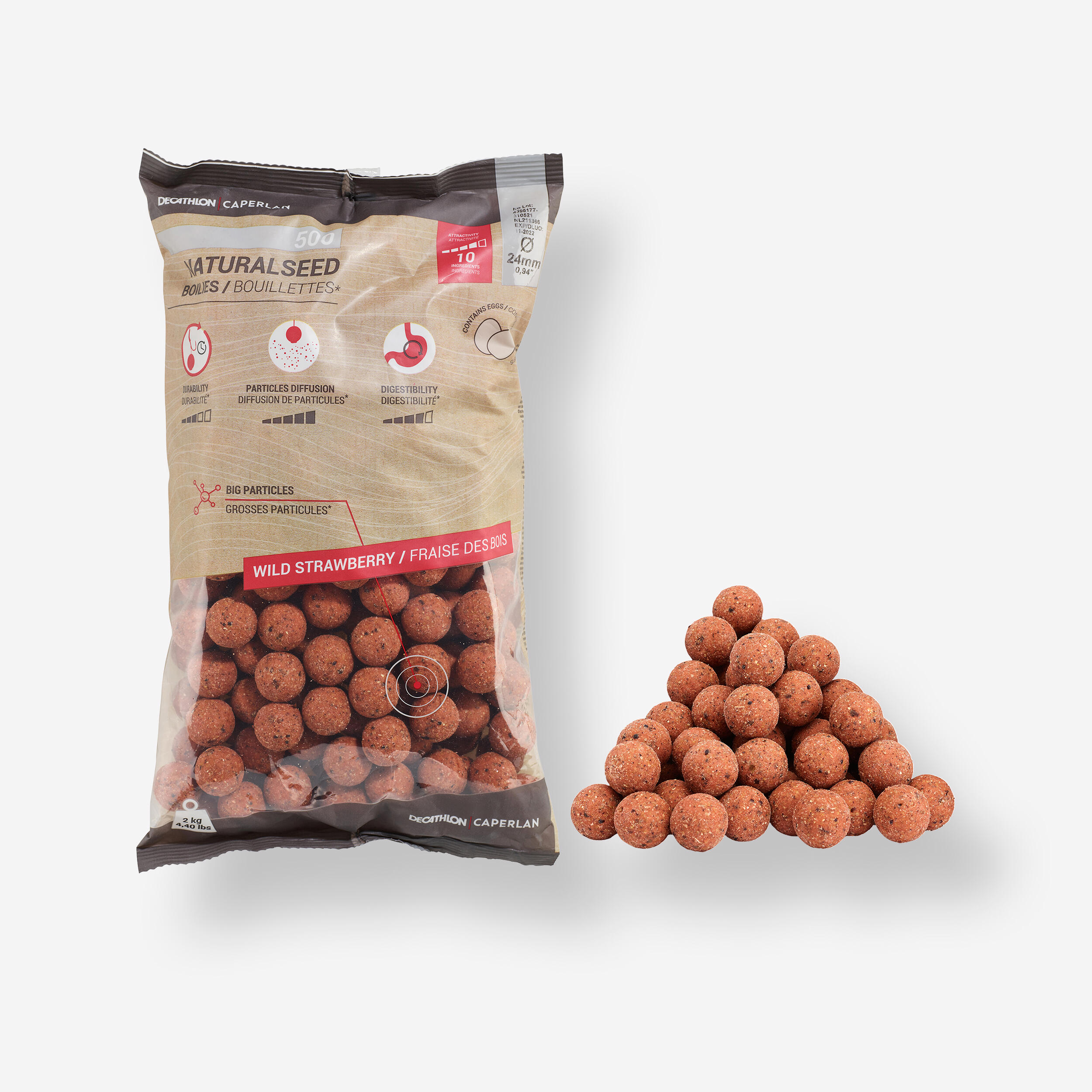 Carp Fishing Boilies NATURALSEED 24 mm 2 kg - Strawberry 1/3