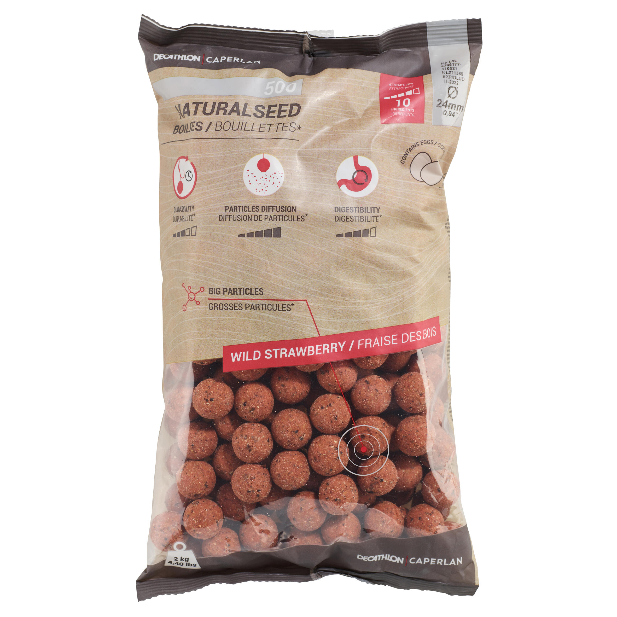Boiles carp fishing NATURALSEED 24 mm 2 kg fragola 3/7
