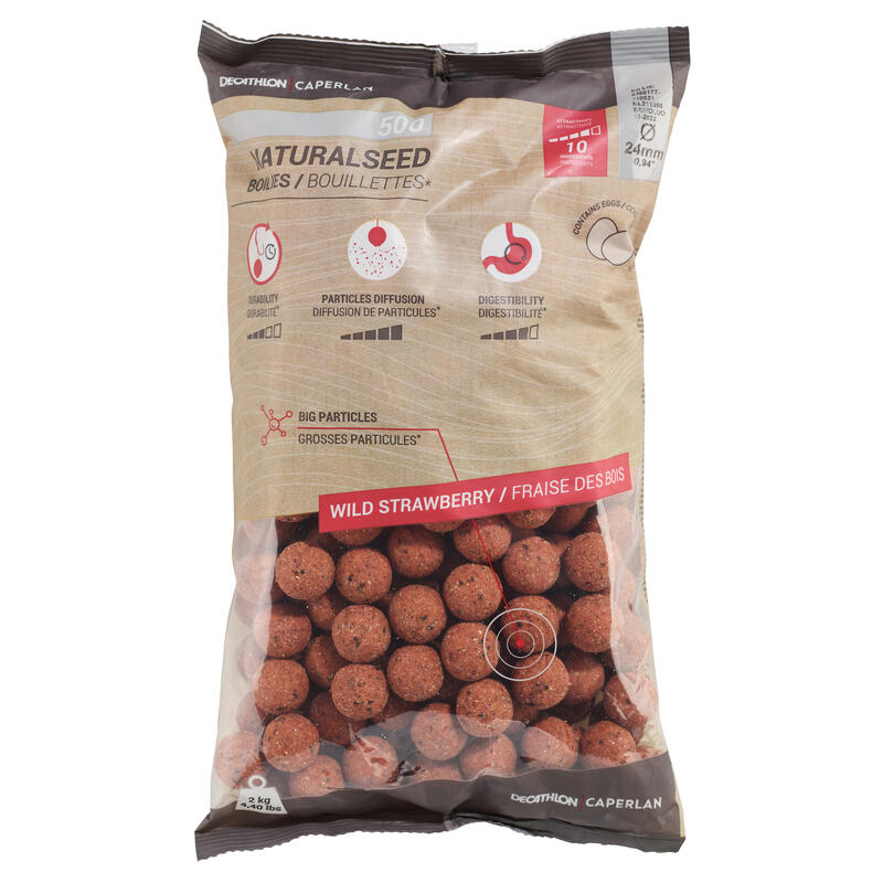 Boiles carp fishing NATURALSEED 24 mm 2 kg fragola