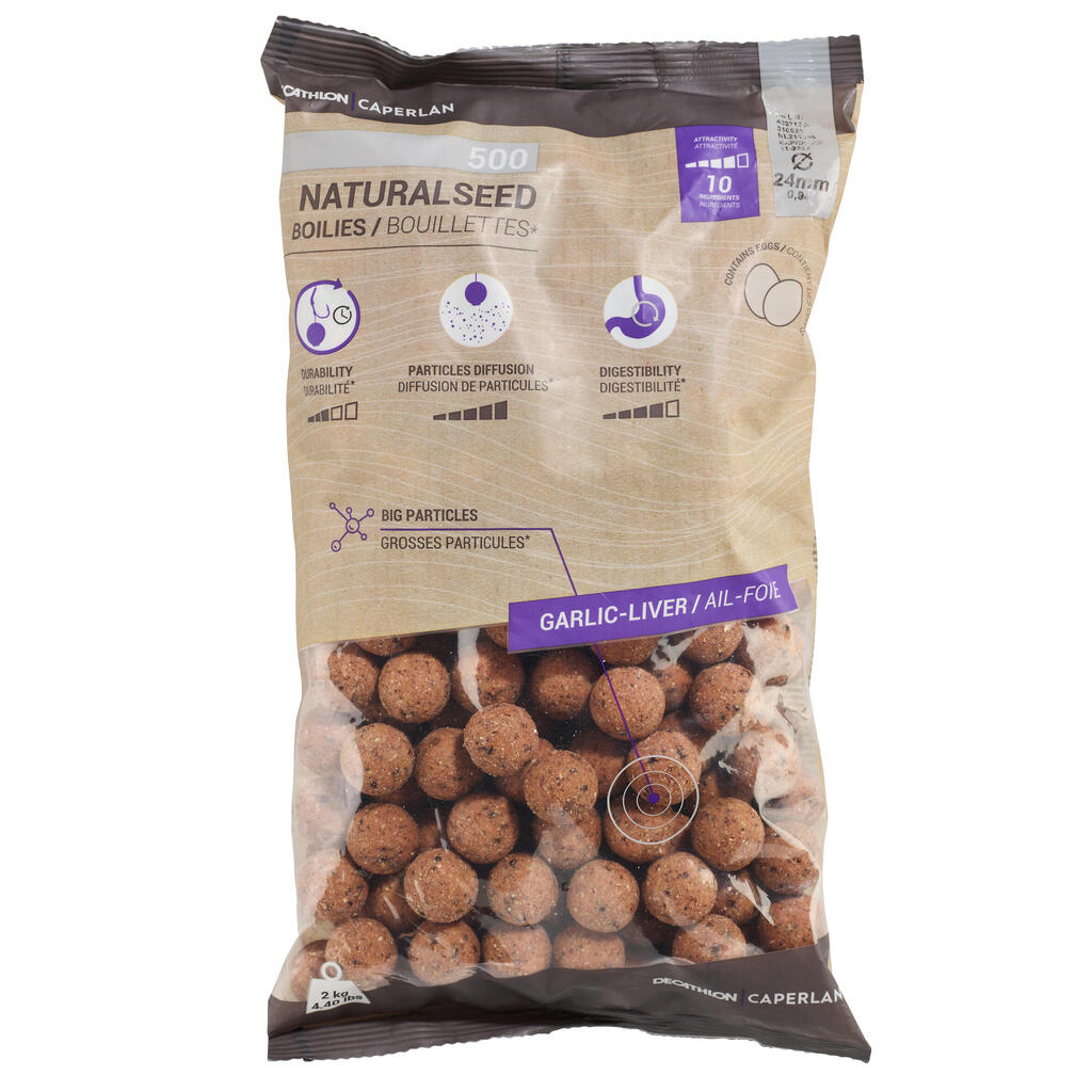 Boilies na lov kapra NaturalSeed 24 mm 2 kg Cesnak/Pečeň