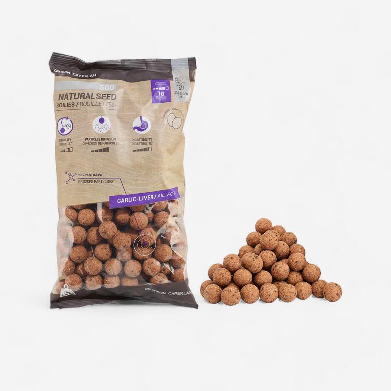 Boilies na kaprařinu NaturalSeed 24 mm 2 kg Česnek/játra