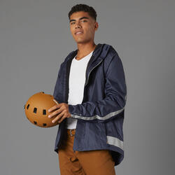 Men's City Cycling PPE Certified Visibility Rain Jacket - Navy Blue