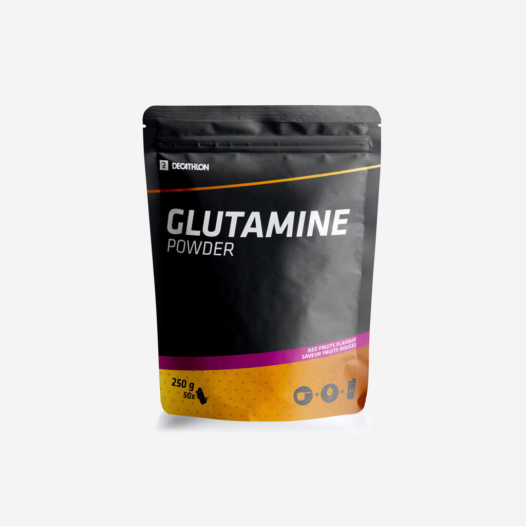 Glutamīna pulveris, 250 g, ar sarkano ogu garšu