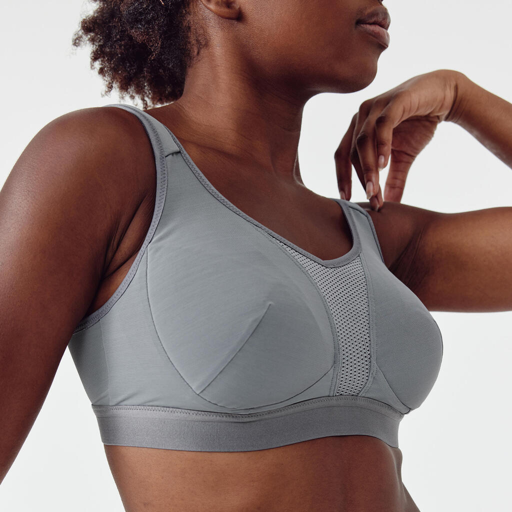 Brassière bretelles croisables maintien fort femme, Noir