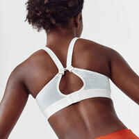 Women's High Support Bra with Crossed Straps - White
